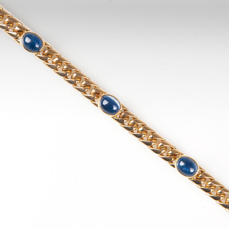A curb chain bracelet with sapphires