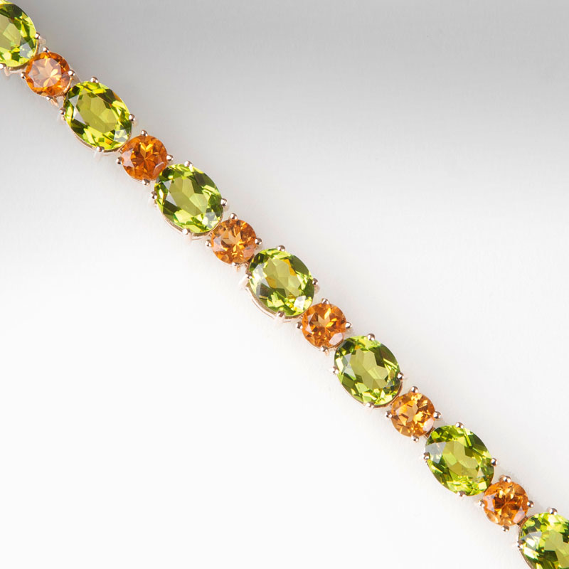 A colourful peridot citrine bracelet