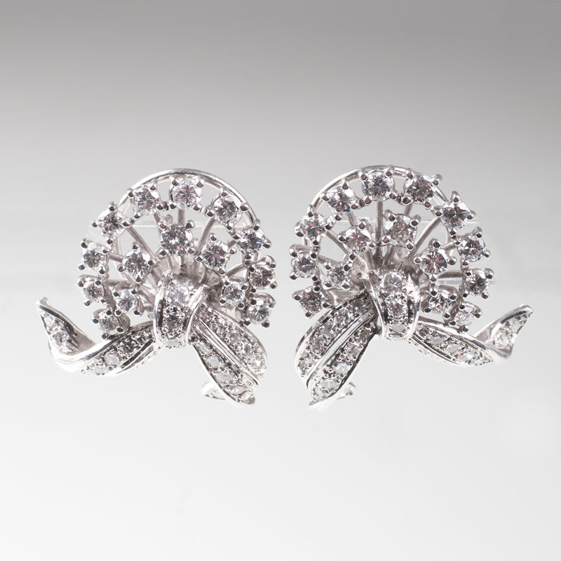A pair of Vintage diamond earclips