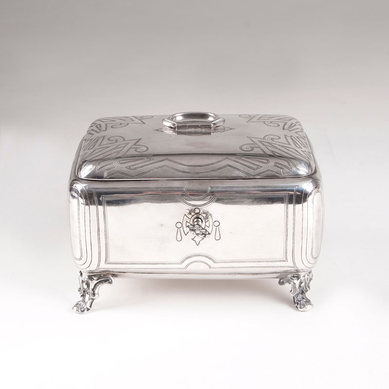 A Vienna sugar box with engraved decor