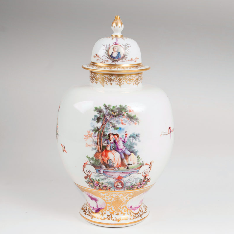 An important Augustus-Rex lidded vase with allegories of autumn and winter