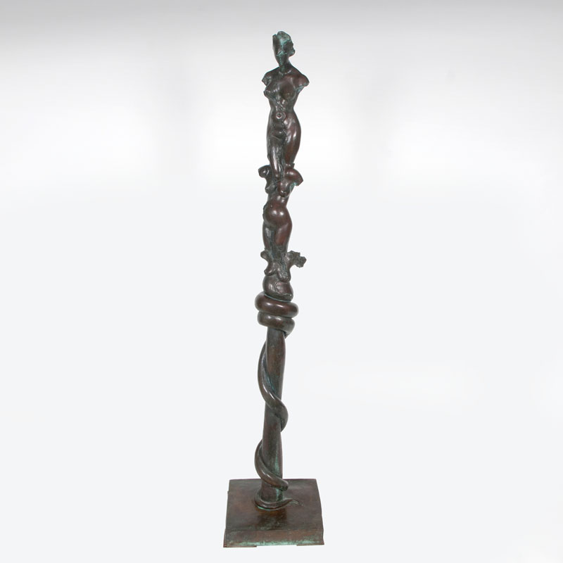 Große Bronze-Skulptur 'Schlange, sich 3 x häutend'