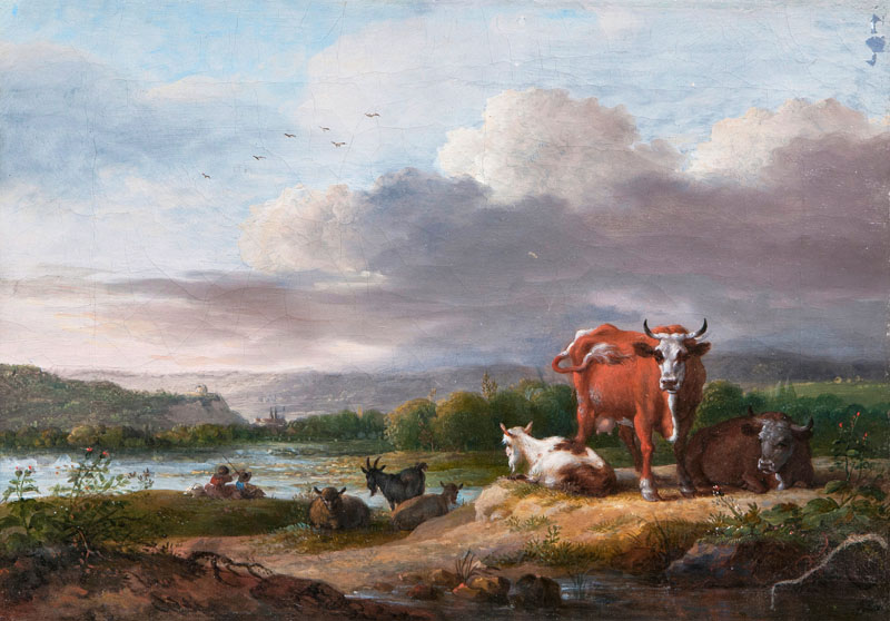 Paar Gegenstücke: Ruhendes Vieh am Ufer - Bild 2