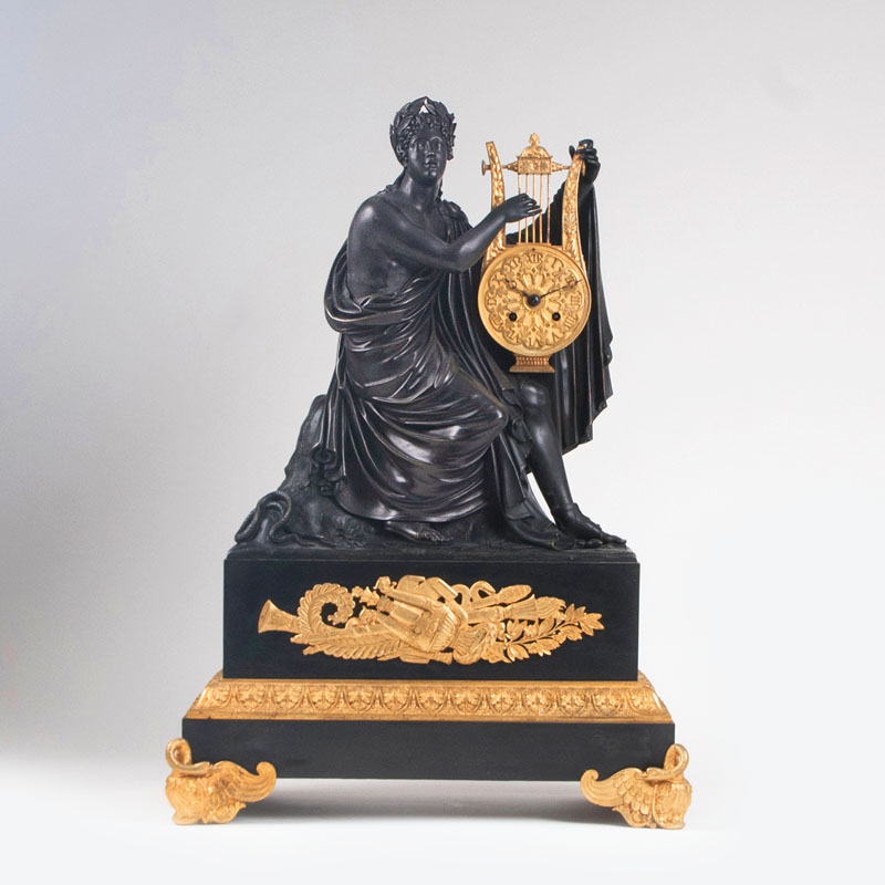 A Charles X mantel clock with figural bronze 'Emperor Nero'