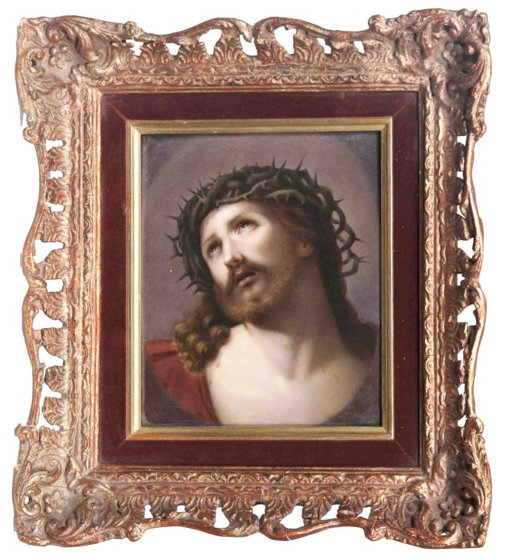 A porcelain plaque 'Jesus with Thorn Crown'