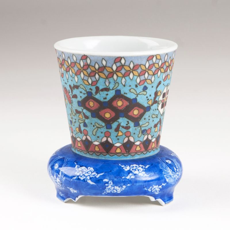 A porcelain ink wash vessel with Cloisonné