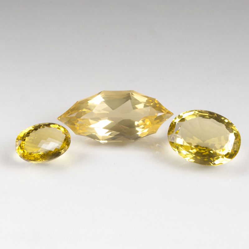 Three lemon yellow loose citrine