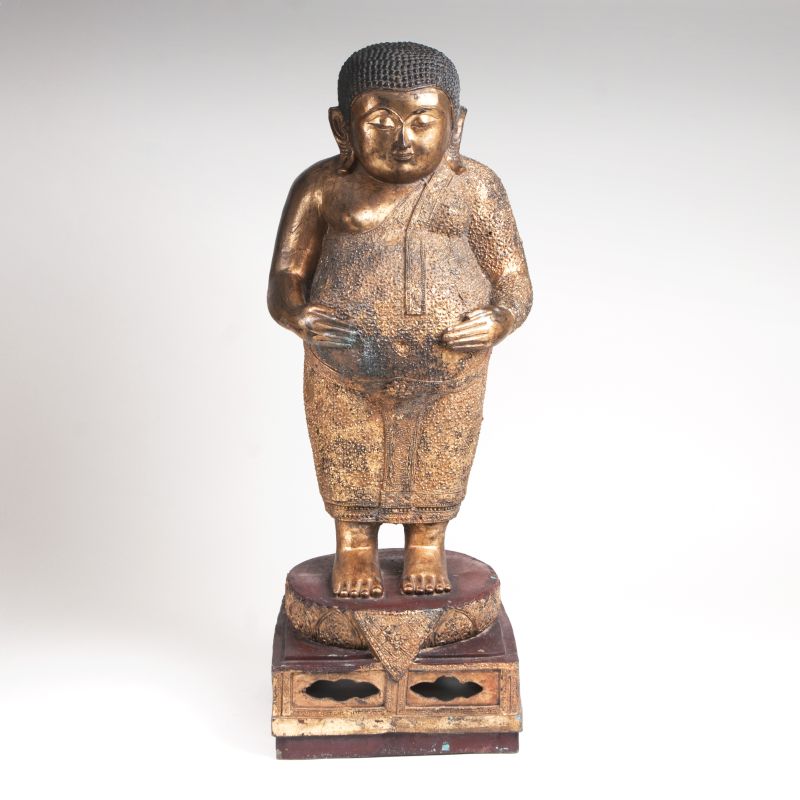 A bronze sculpture 'Standing lucky Buddha'