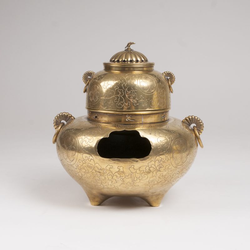 A brass incense burner with engravings - image 2