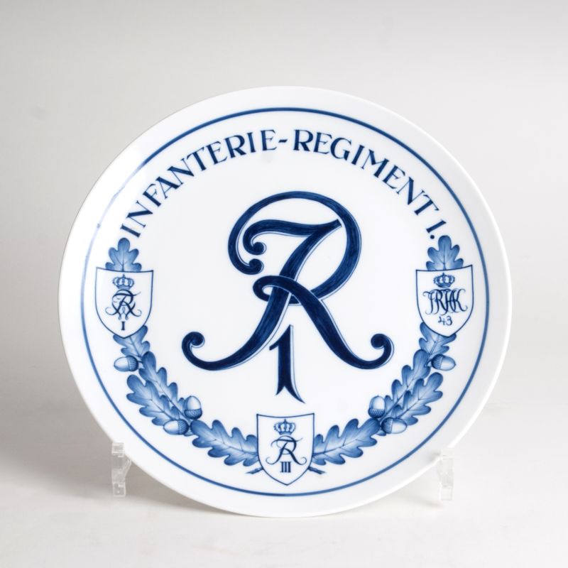 A Meissen porcelain plaque 'Infanterie-Regiment 1'