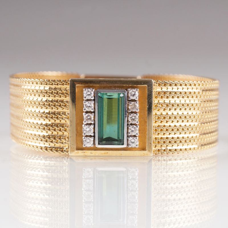 A Vintage golden bracelet with tourmaline and diamonds