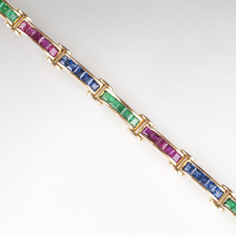 A Vintage bracelet with rubies, emeralds and sapphires