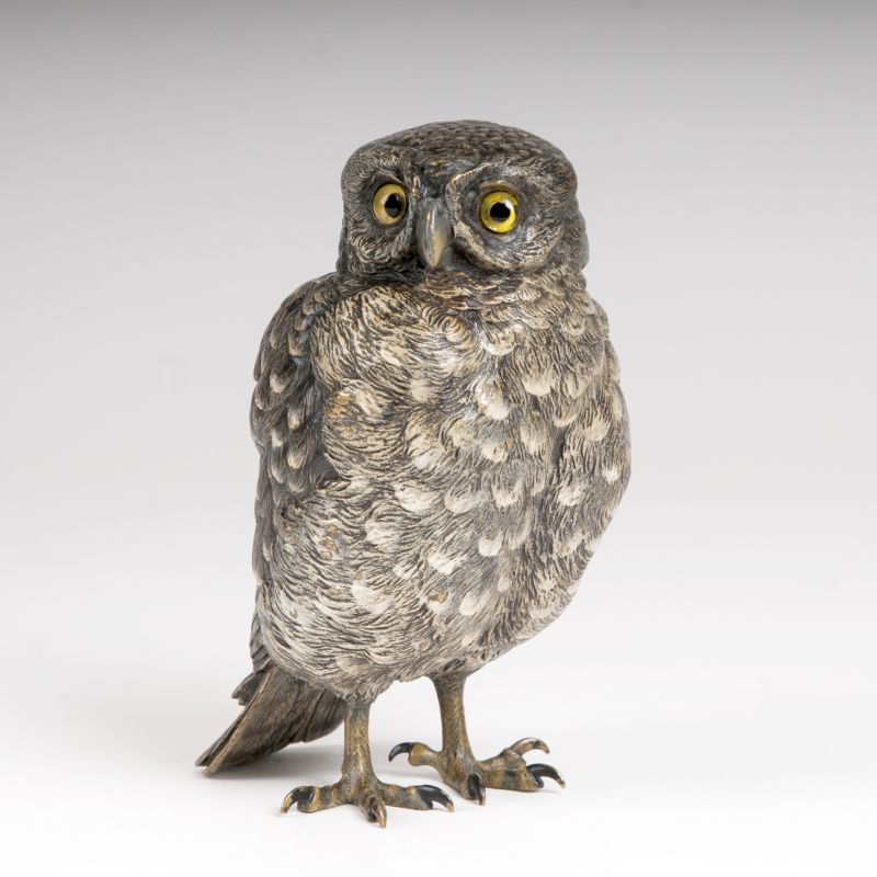 A rare and tall Vienna bronze sculpture 'Owl'