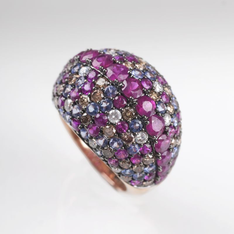 A fine precious stone ring with rubies, tanzanite and diamonds - image 2