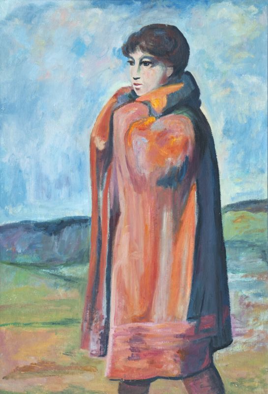 Woman wearing a red coat