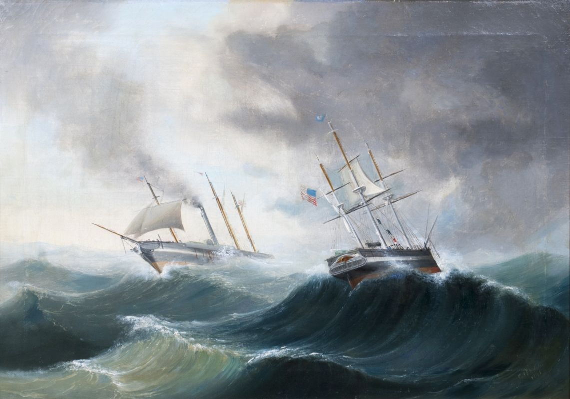 Encounter of American Vessels in Choppy Sea