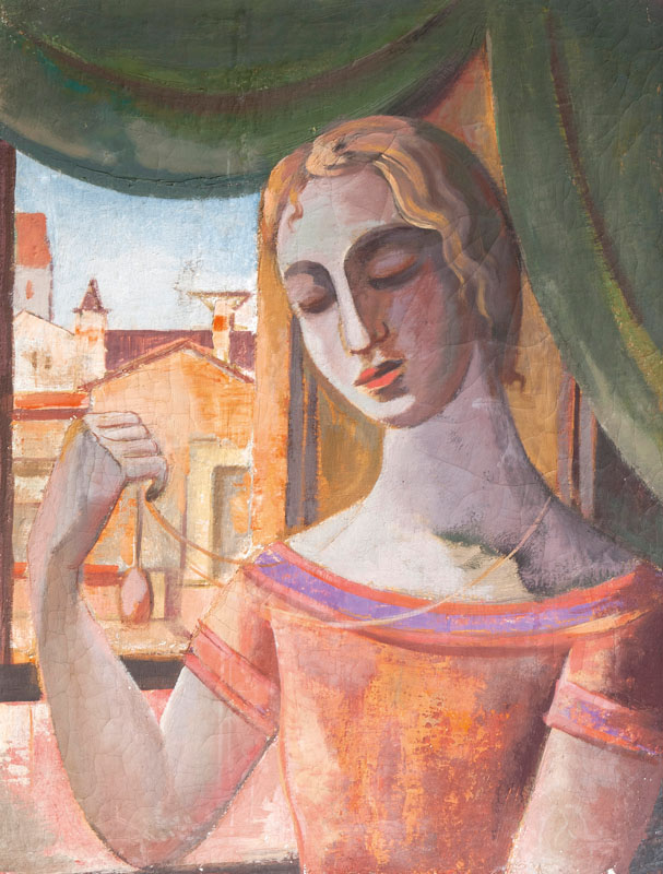 Frau mit Amulett am Fenster