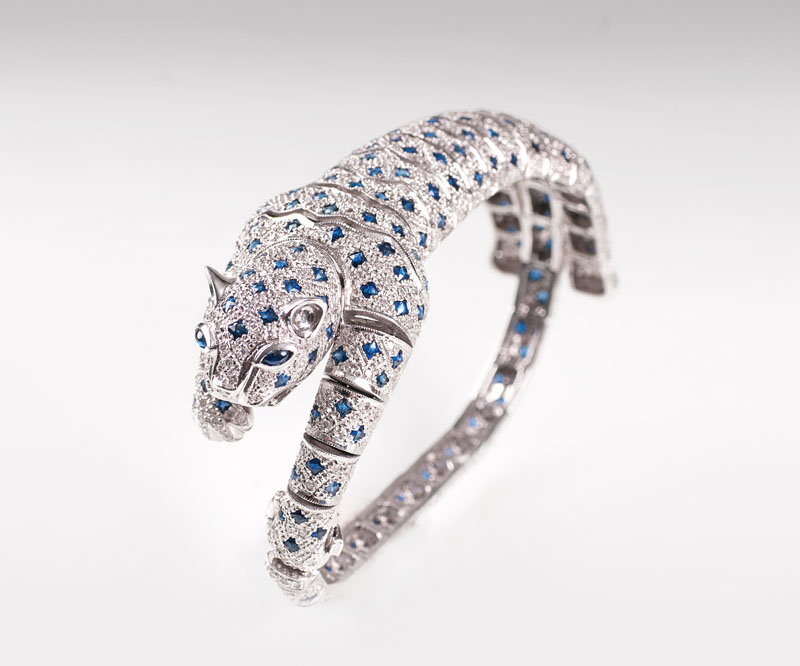 Außergewöhnliches Saphir-Diamant-Armband 'Panther'