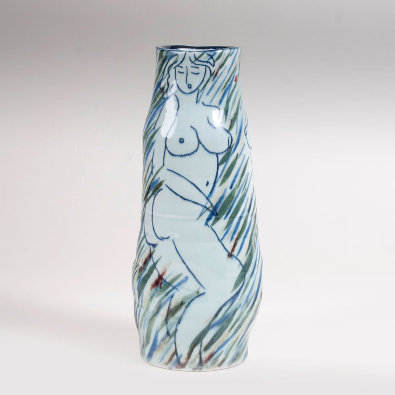 A modern Chinese porcelain-Vase with  female nudes