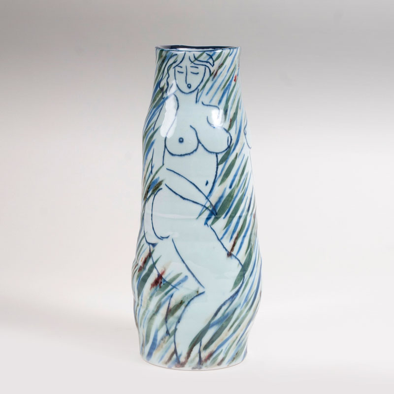 A modern Chinese porcelain-Vase with  female nudes