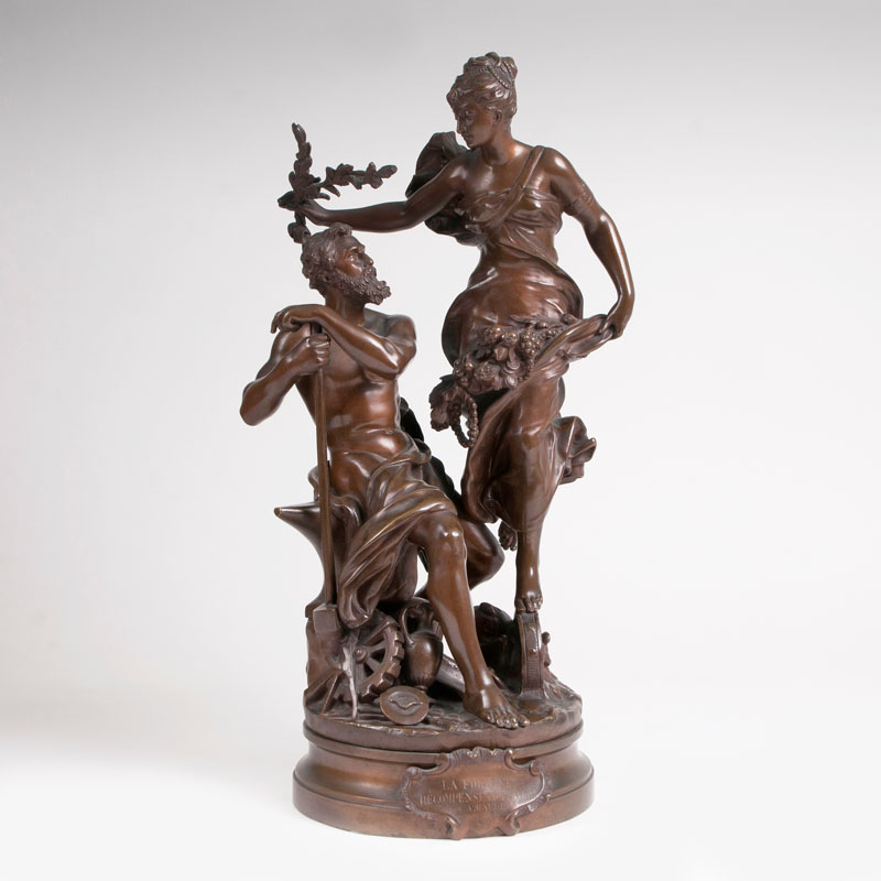 Große Bronze-Figurengruppe 'La Fortune récompense le Travail'