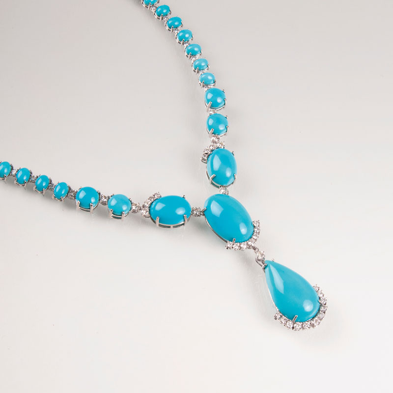 A colourful turquoise diamond necklace