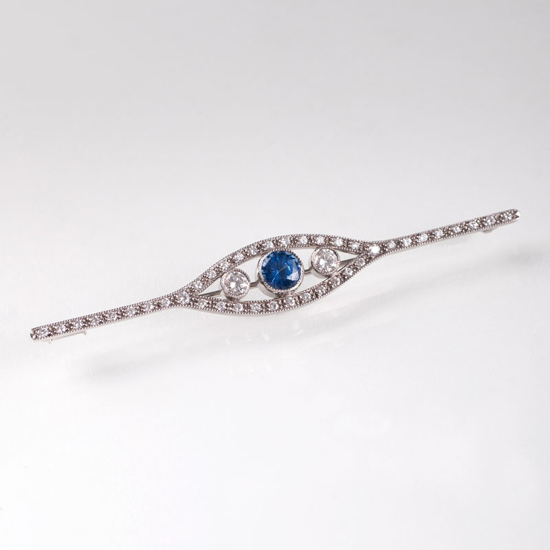 A sapphire diamond brooch