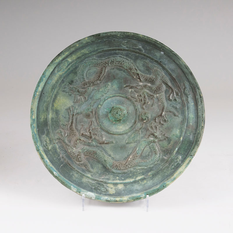 A Korean bronze mirror with dragons