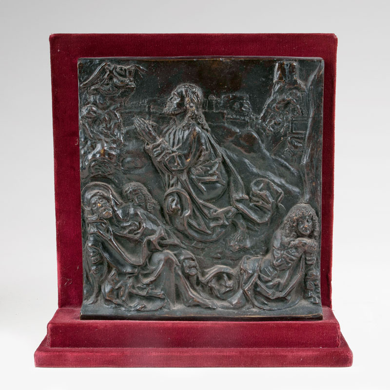 Spätgotisches Bronze-Relief 'Christus am Ölberg'