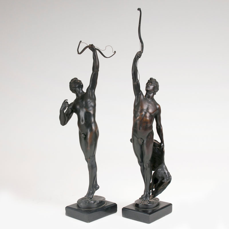 A pair of bronze sculptures 'Archers'