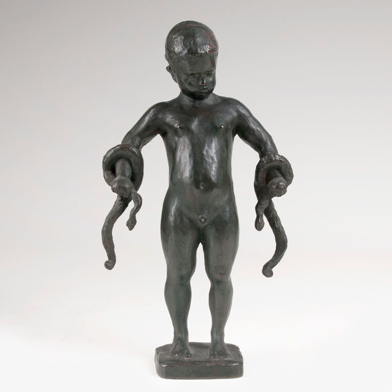 Bronze-Skulptur 'Herkules mit 2 Schlangen'