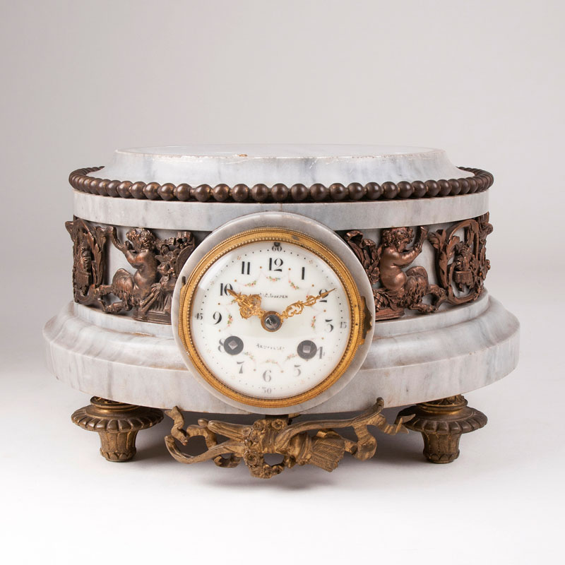 A marble pedestal with clockwork