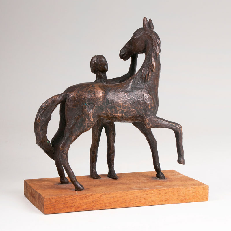 Bronze-Skulptur 'Nackter Jüngling mit Pferd' - Bild 2