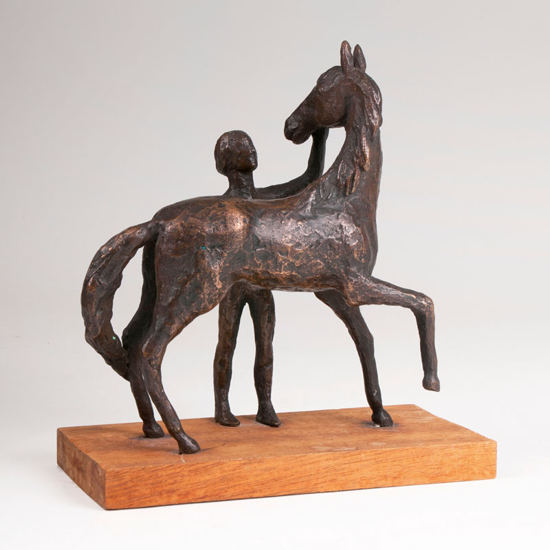 A bronze sculpture 'Naked youth with horse' - image 2