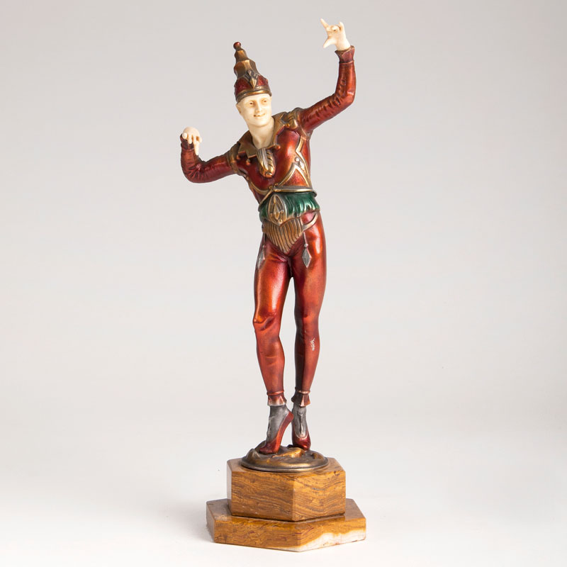 An Art Deco  bronze figure 'Pierrot'