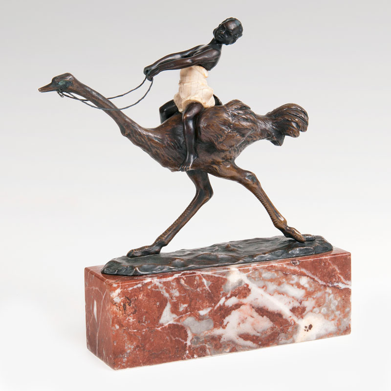 An Art deco bronze figure 'Ride on an ostrich'