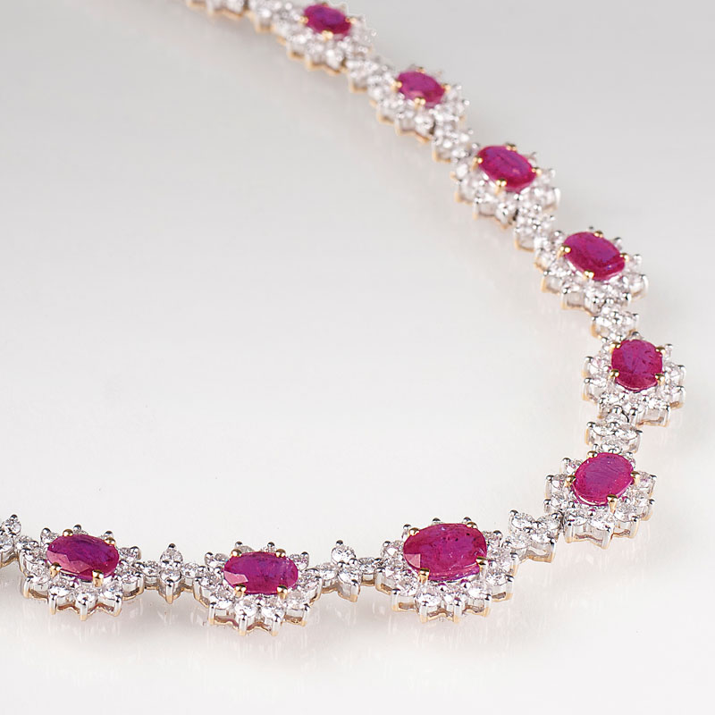 An elegant, highcarat ruby diamond  necklace