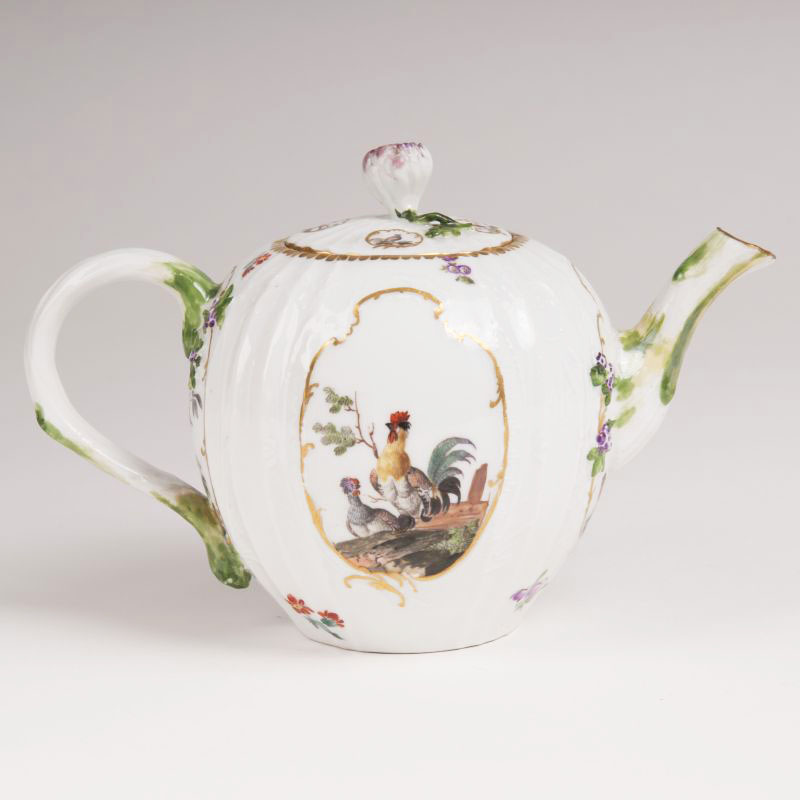 Teekanne mit Dulong-Relief und Vogelmalerei - Bild 2