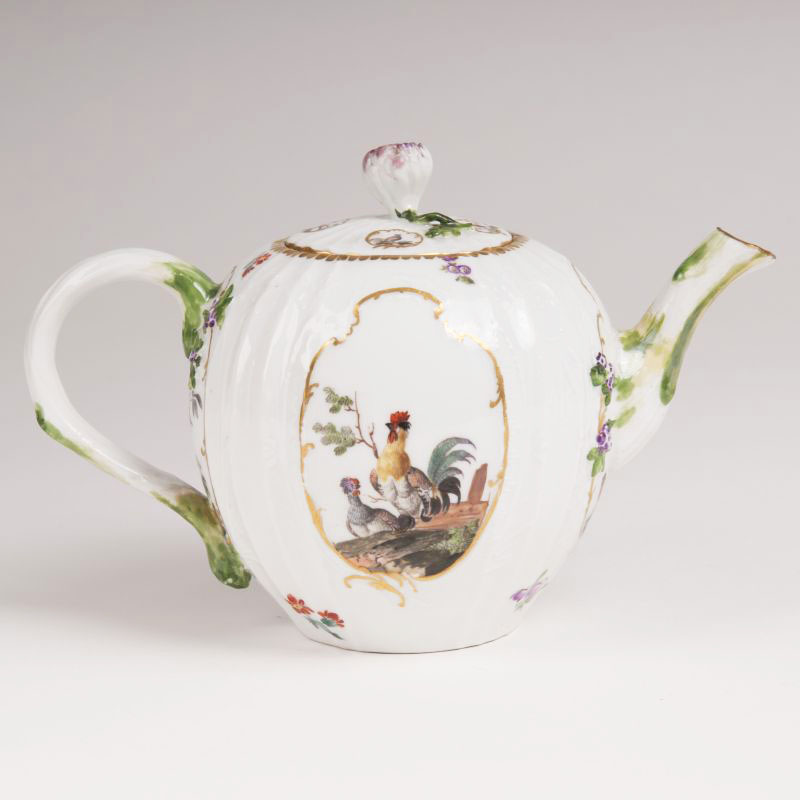 A teapot with Dulong relief and bird painting - image 2