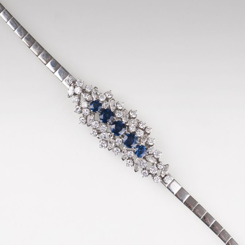 Hochfeines Vintage Saphir-Diamant-Armband - Bild 2