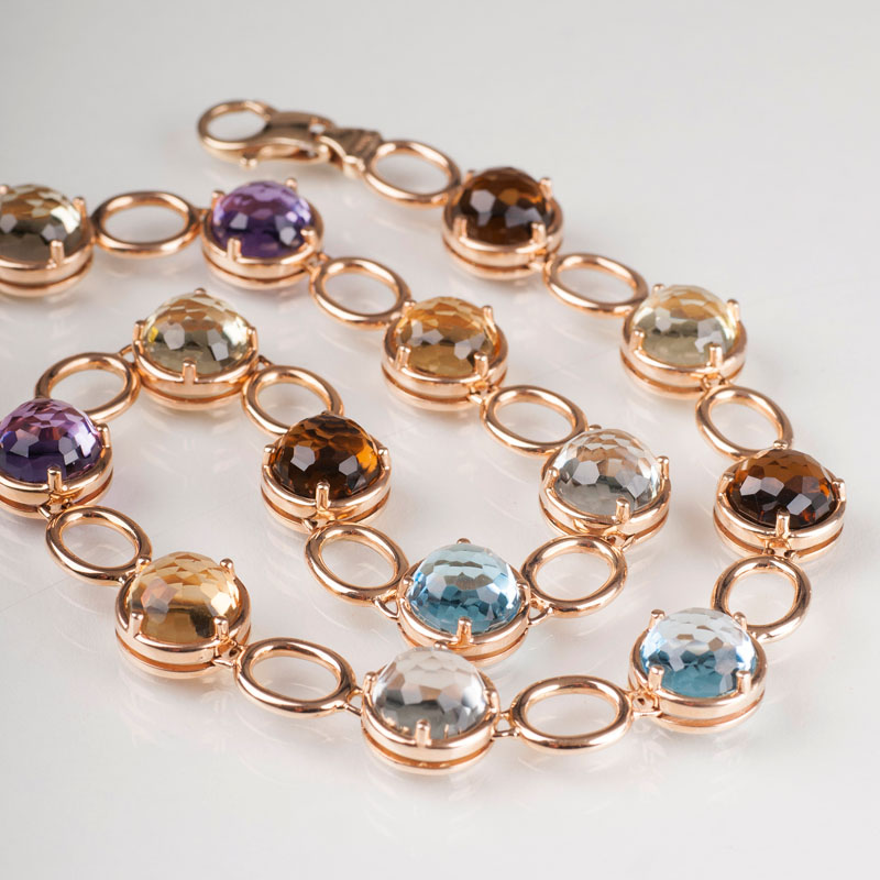 A modern, highcarat coloured stone necklace