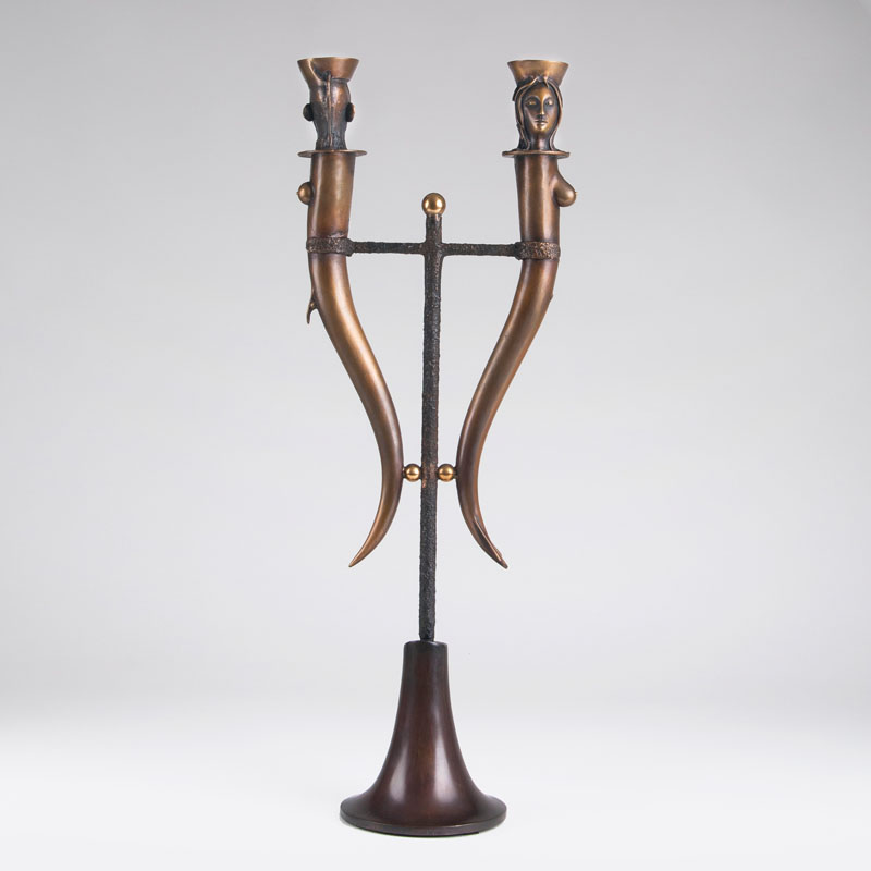 A tall double candlestick