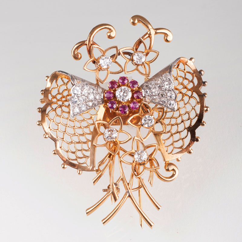 An extraordinary, american Vintage brooch with diamonds
