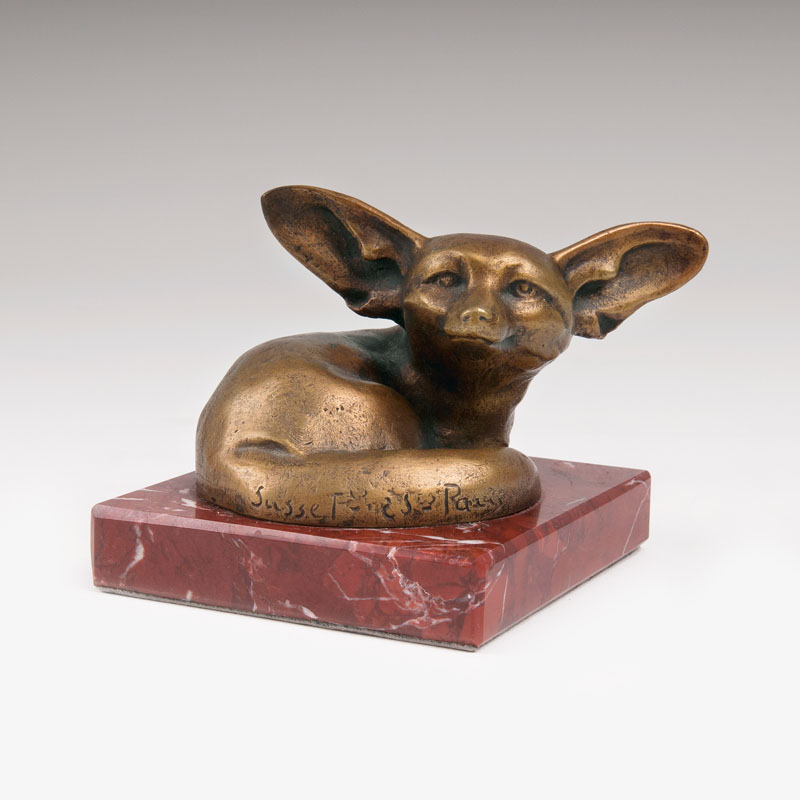 A small animal bronze 'Lying desert fox'