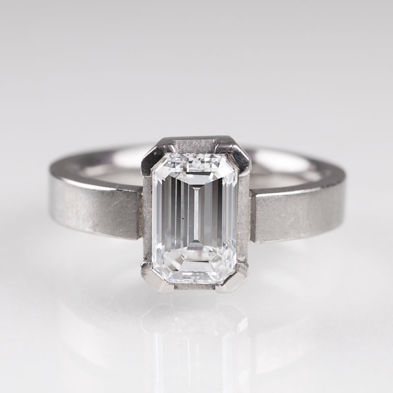 An exceptional white solitaire diamond ring