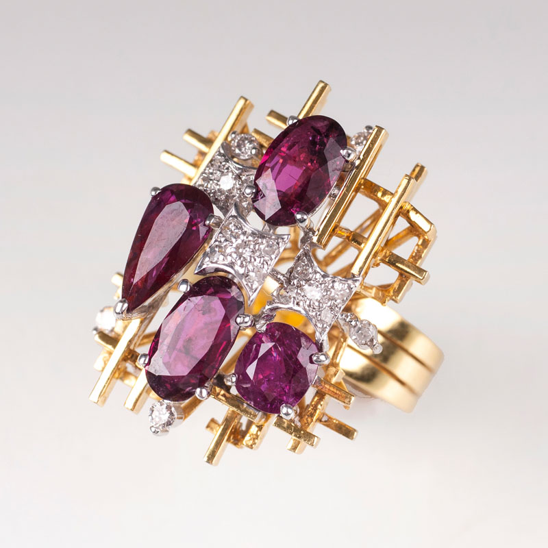 Außergewöhnlicher Vintage Rubin-Diamant-Ring
