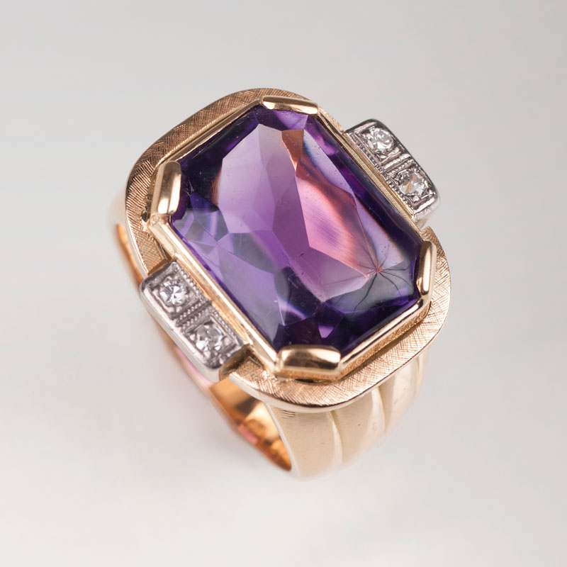 A Vintage amethyst diamond ring