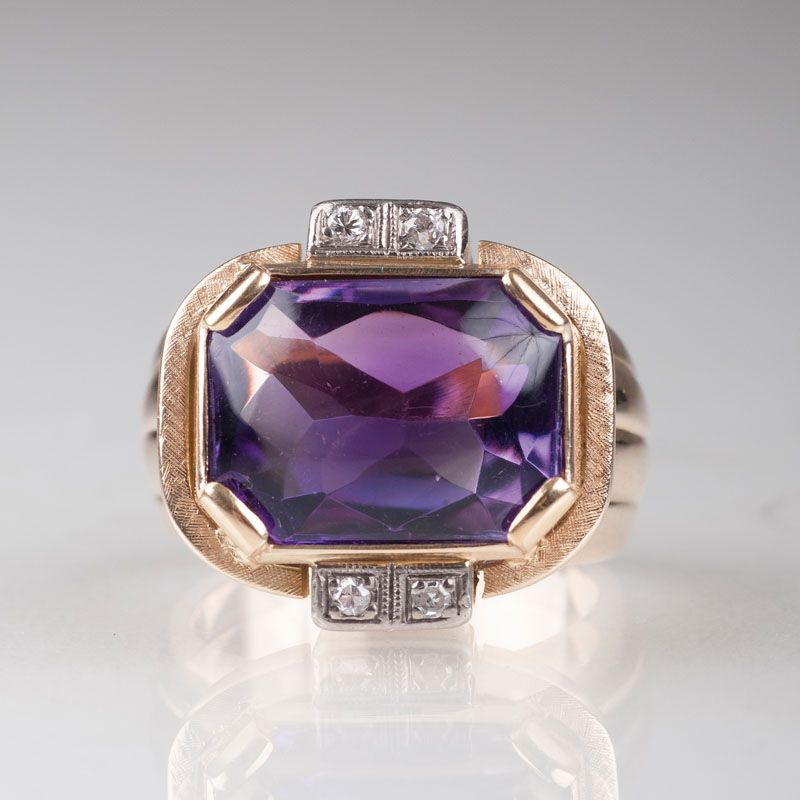 Vintage Amethyst-Diamant-Ring - Bild 2