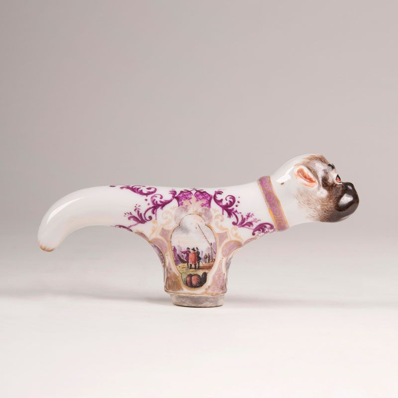 A rare Meissen cane handle of 'Mops'-form - image 2