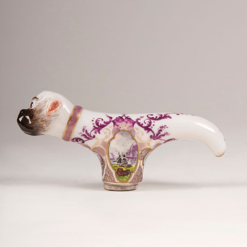 A rare Meissen cane handle of 'Mops'-form - image 3